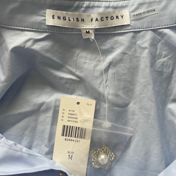 NWT English Factory Imitation Pearl Button-Up Cotton Shirt Size Medium - Picture 7 of 7
